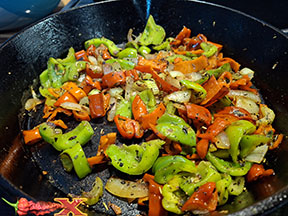 pan frying spicy pepper dish